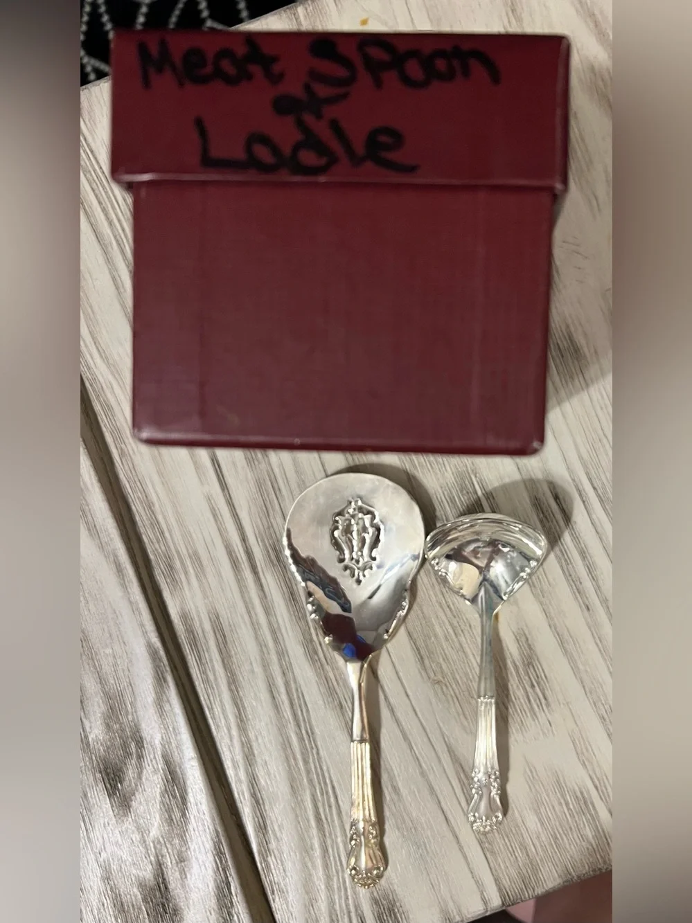 Arthur Court Fleur-de-Lis Meat Serving Spoon Ladle Set w/ Original Box